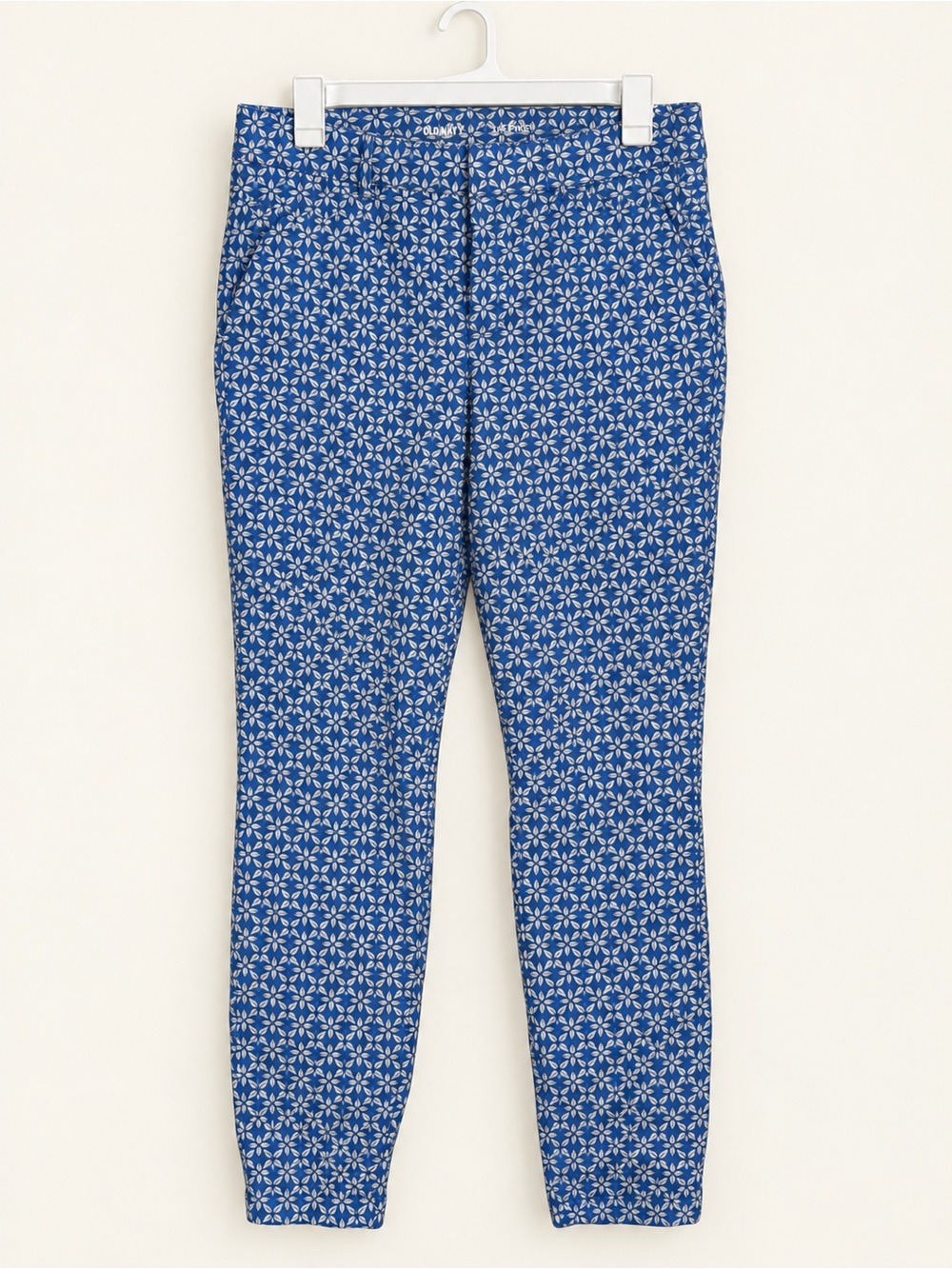 Old Navy High-Rise Pixie Skinny Ankle Pants Tile Blue Geometric Size 10